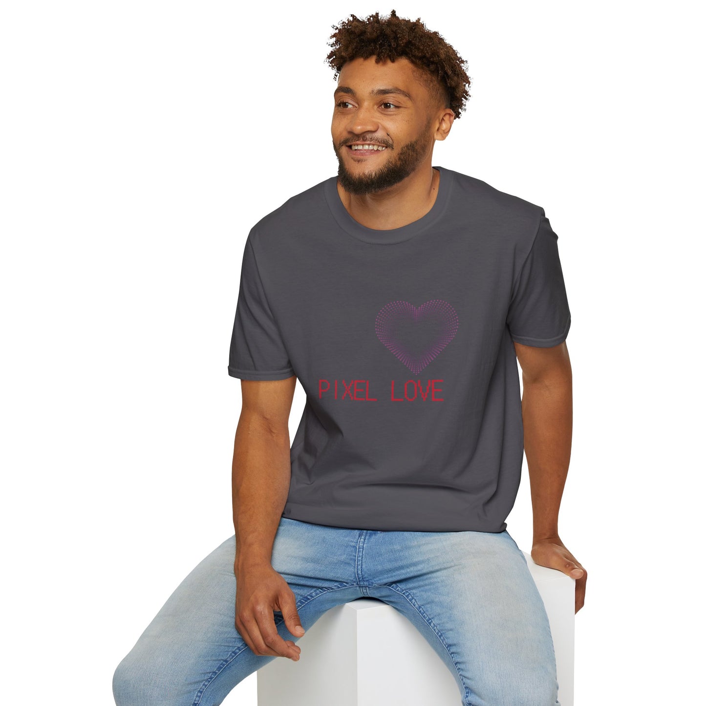 Pink Dotted Heart - Pixel Love Unisex T-Shirt