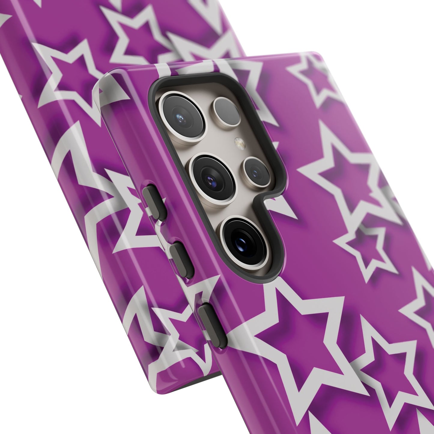 White Stars on Purple Background - Tough Phone Case