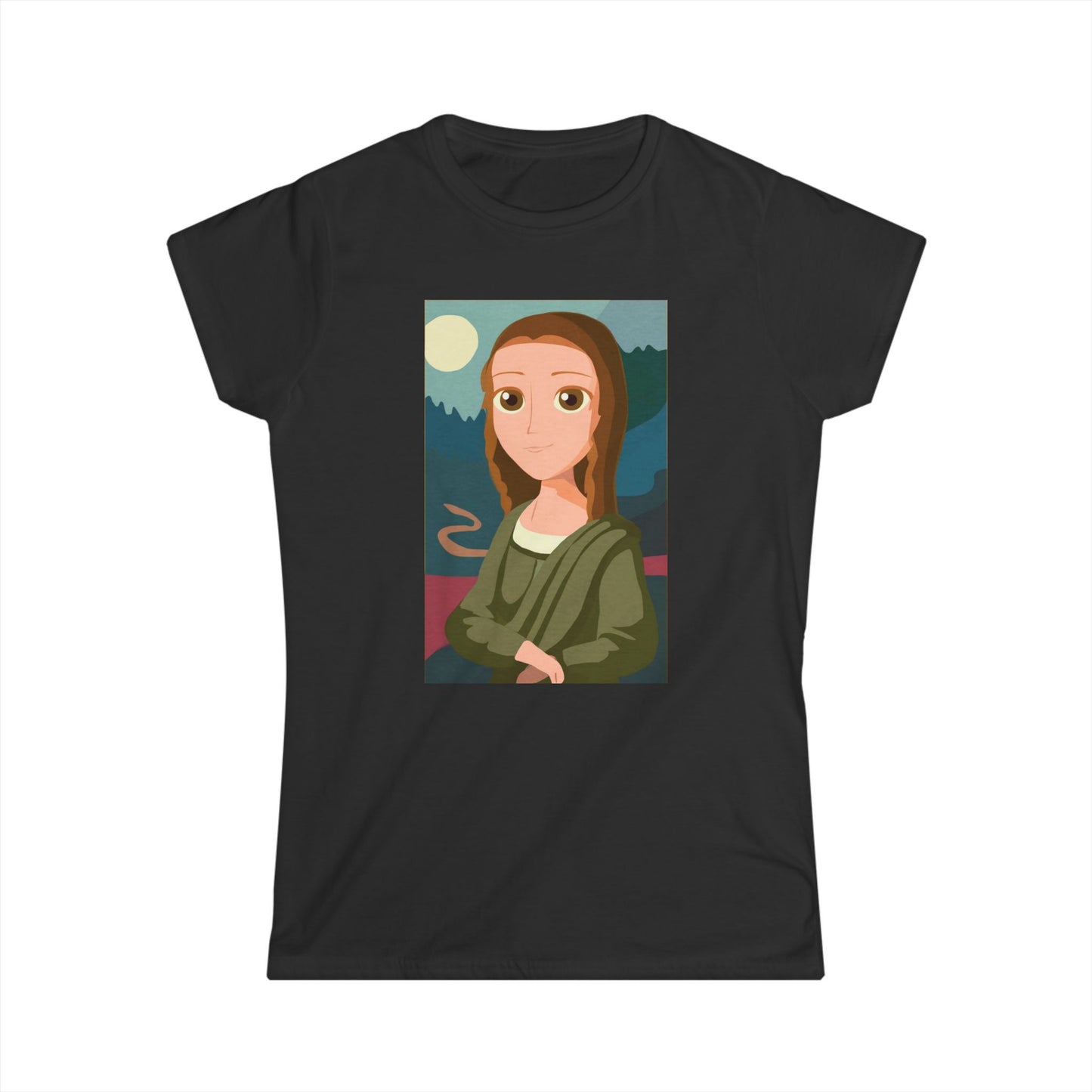 Cartoon Mona Lisa Women's Softstyle Tee