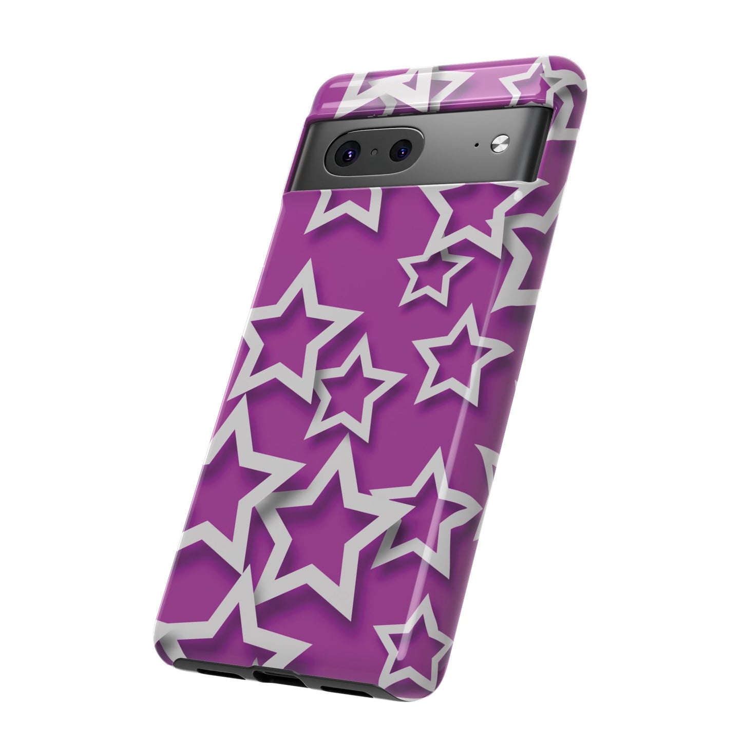 White Stars on Purple Background - Tough Phone Case