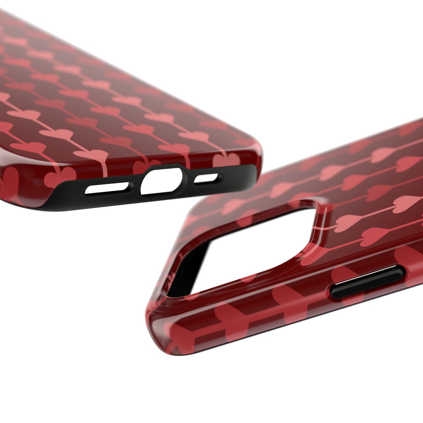Red Heart Line Floral Ornament Seamless Pattern - Tough Phone Case