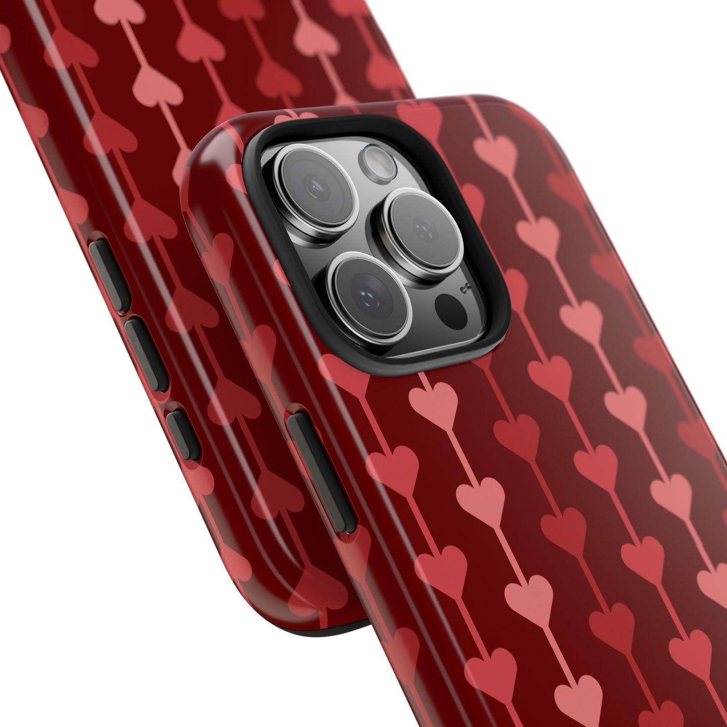 Red Heart Line Floral Ornament Seamless Pattern - Tough Phone Case