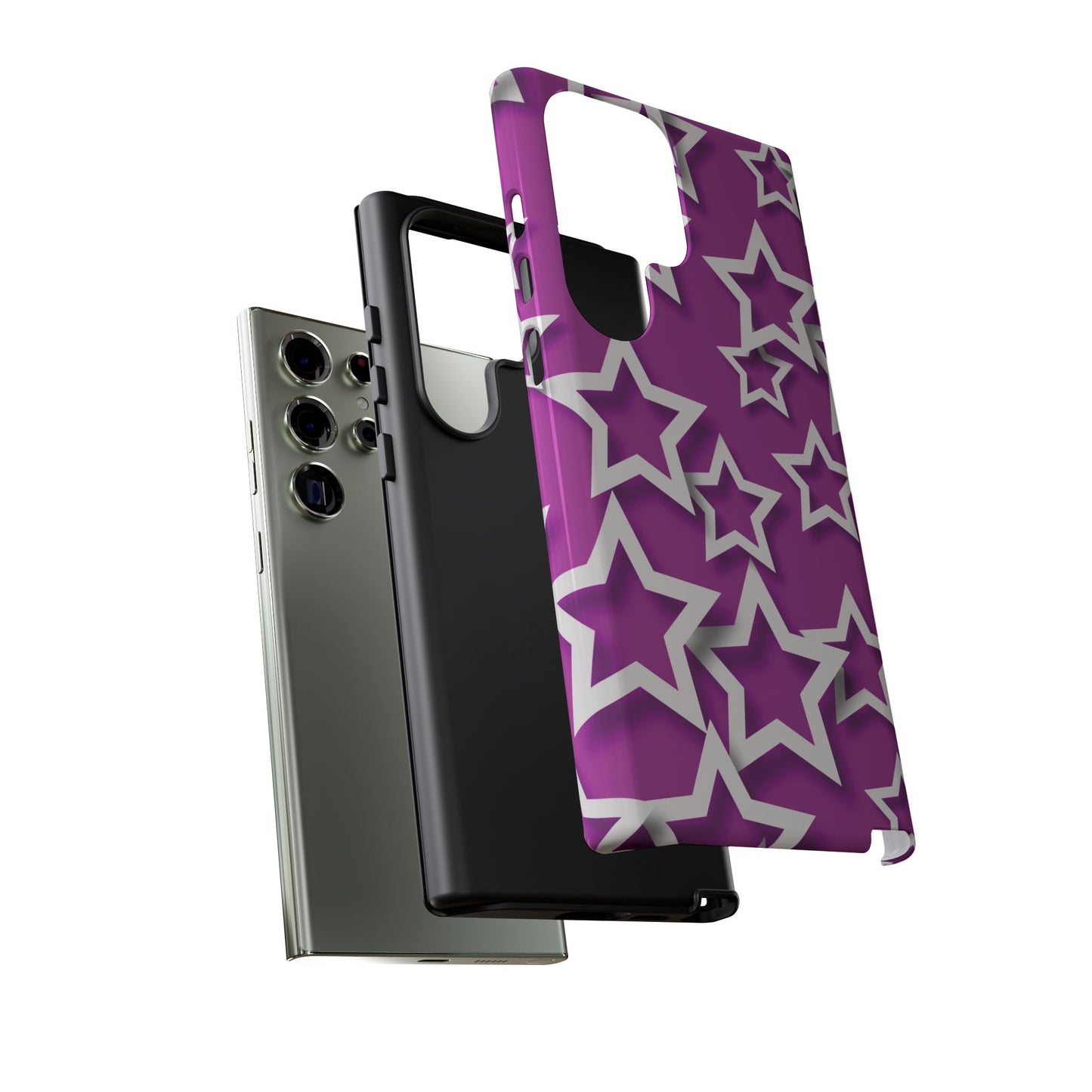 White Stars on Purple Background - Tough Phone Case