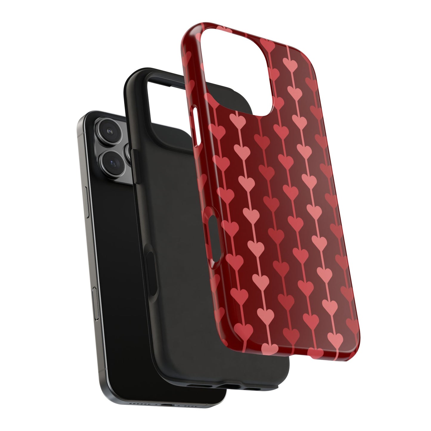 Red Heart Line Floral Ornament Seamless Pattern - Tough Phone Case