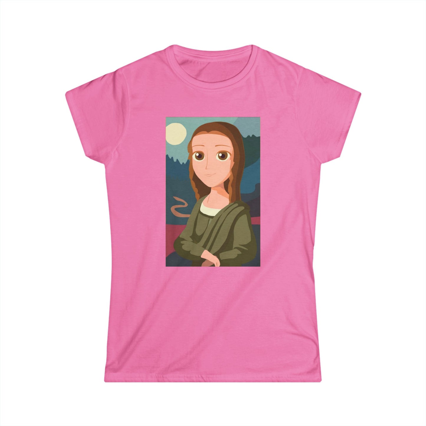 Cartoon Mona Lisa Women's Softstyle Tee