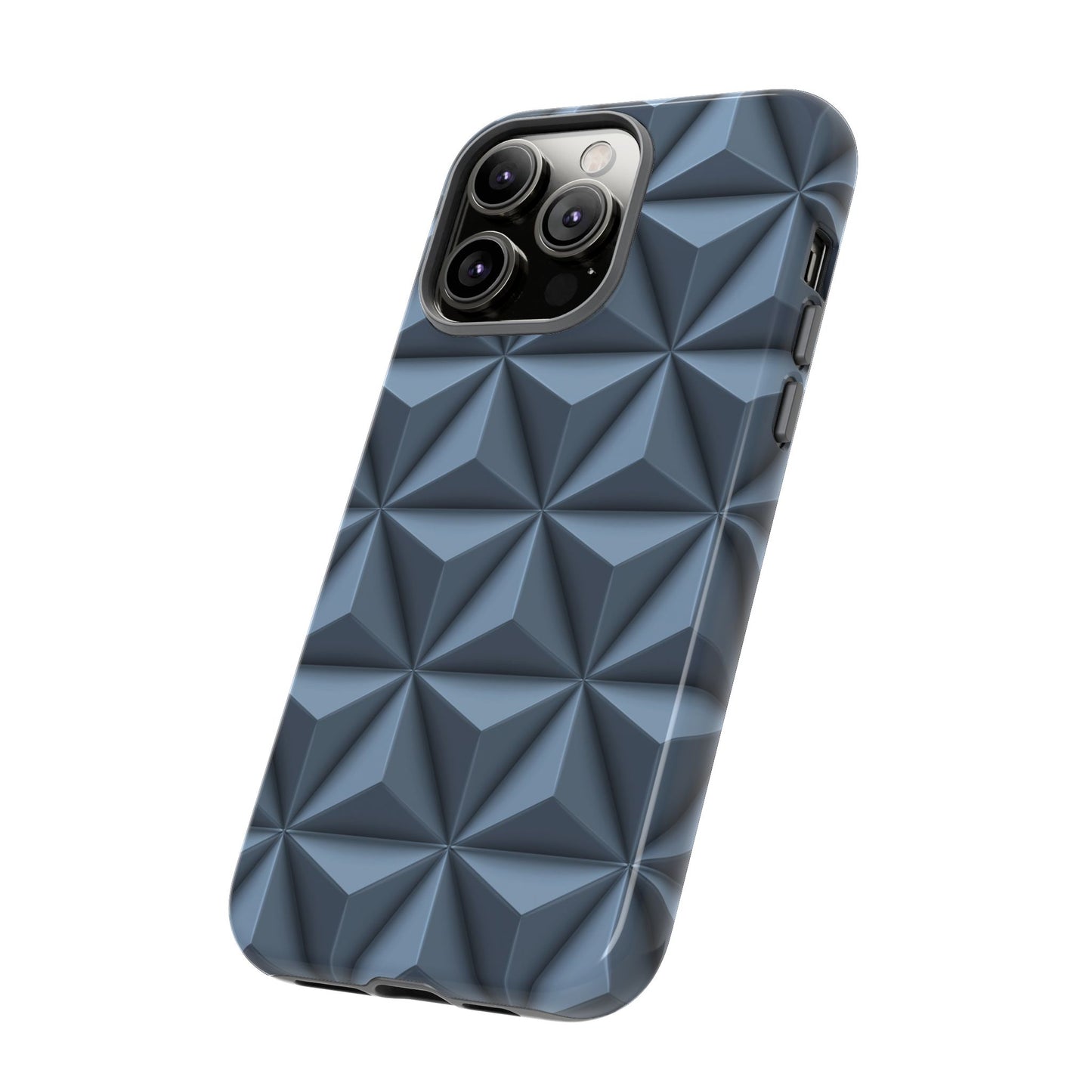 Steel Blue 3D Geometric Triangle Pattern - Tough Phone Case