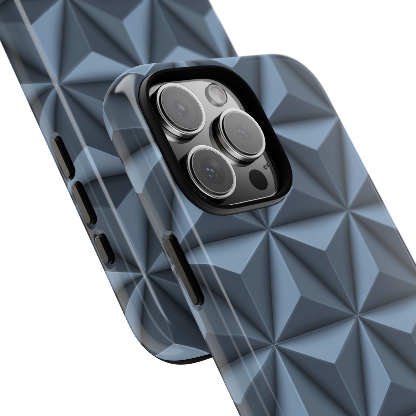Steel Blue 3D Geometric Triangle Pattern - Tough Phone Case
