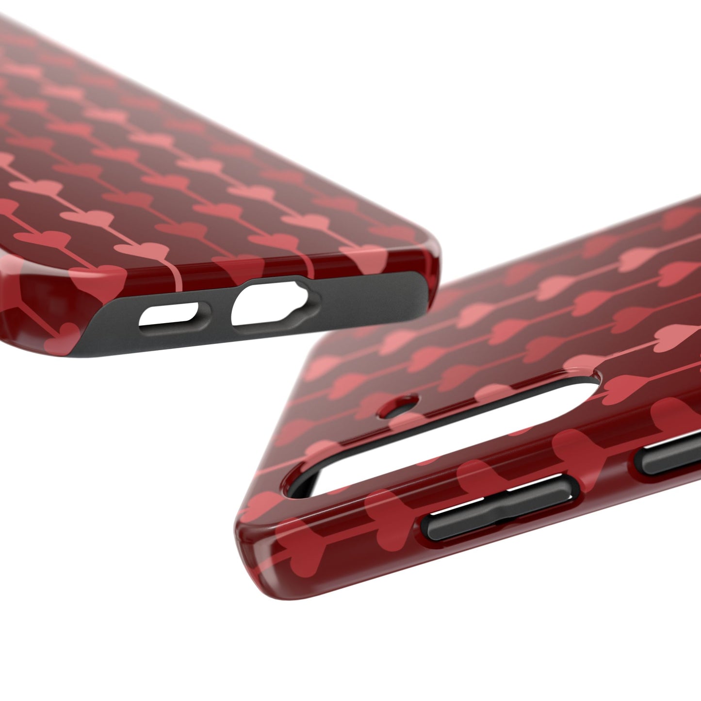 Red Heart Line Floral Ornament Seamless Pattern - Tough Phone Case
