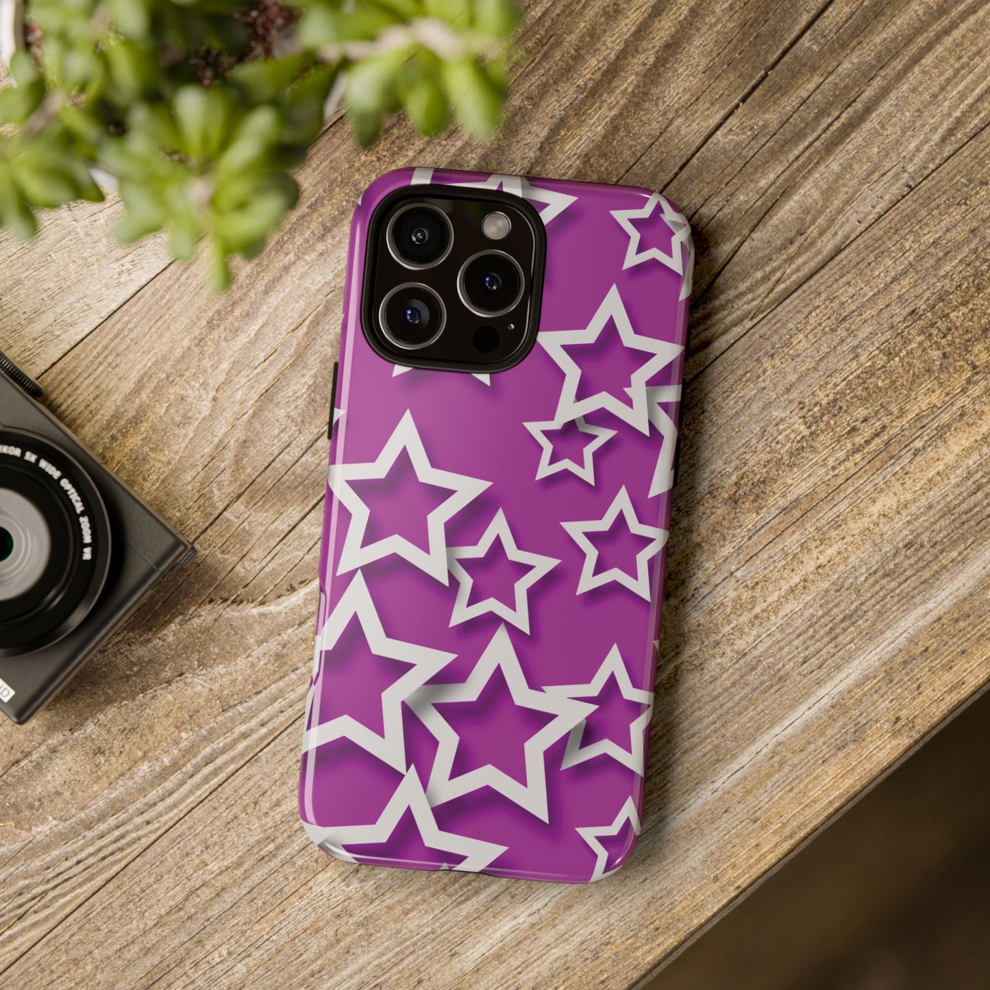 White Stars on Purple Background - Tough Phone Case