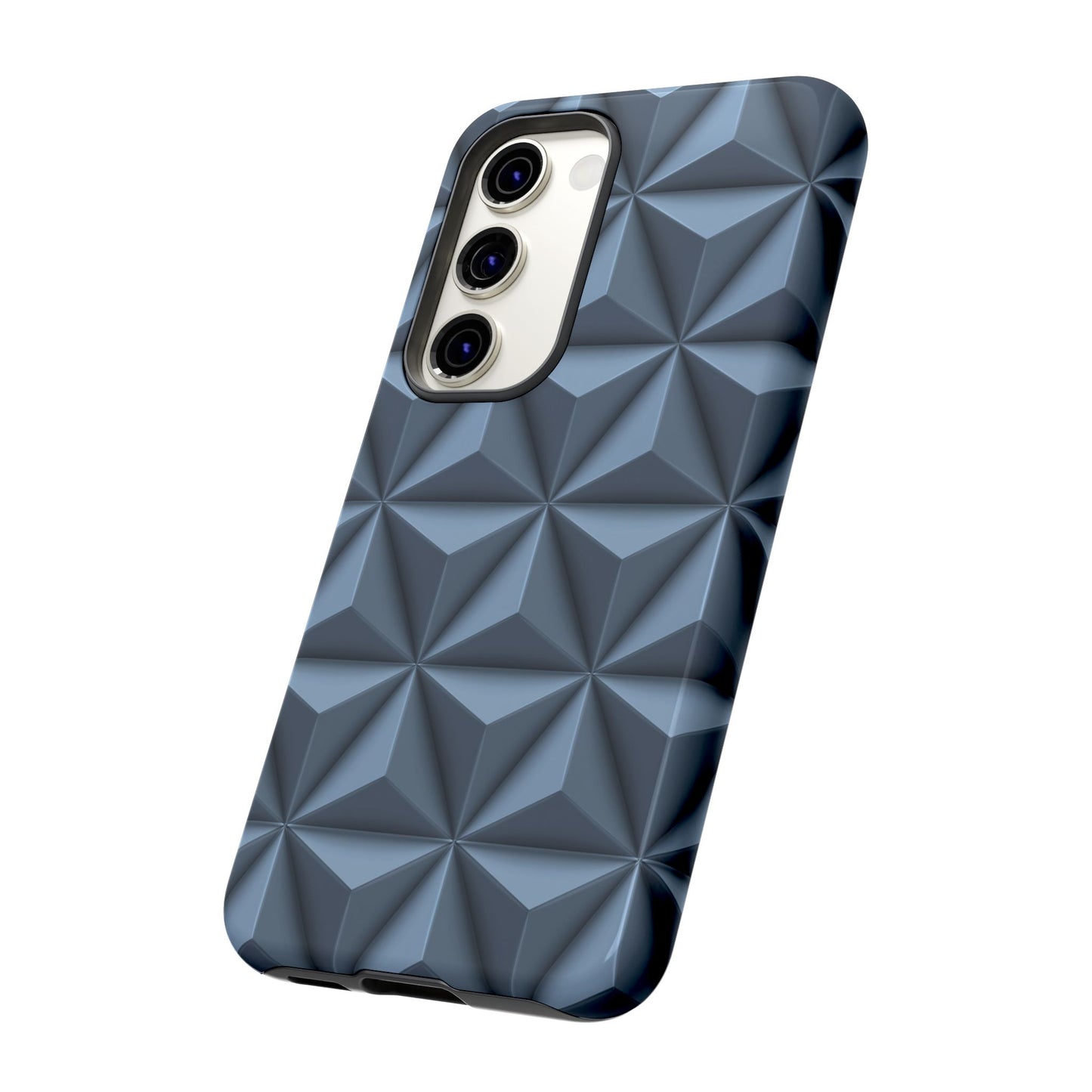 Steel Blue 3D Geometric Triangle Pattern - Tough Phone Case