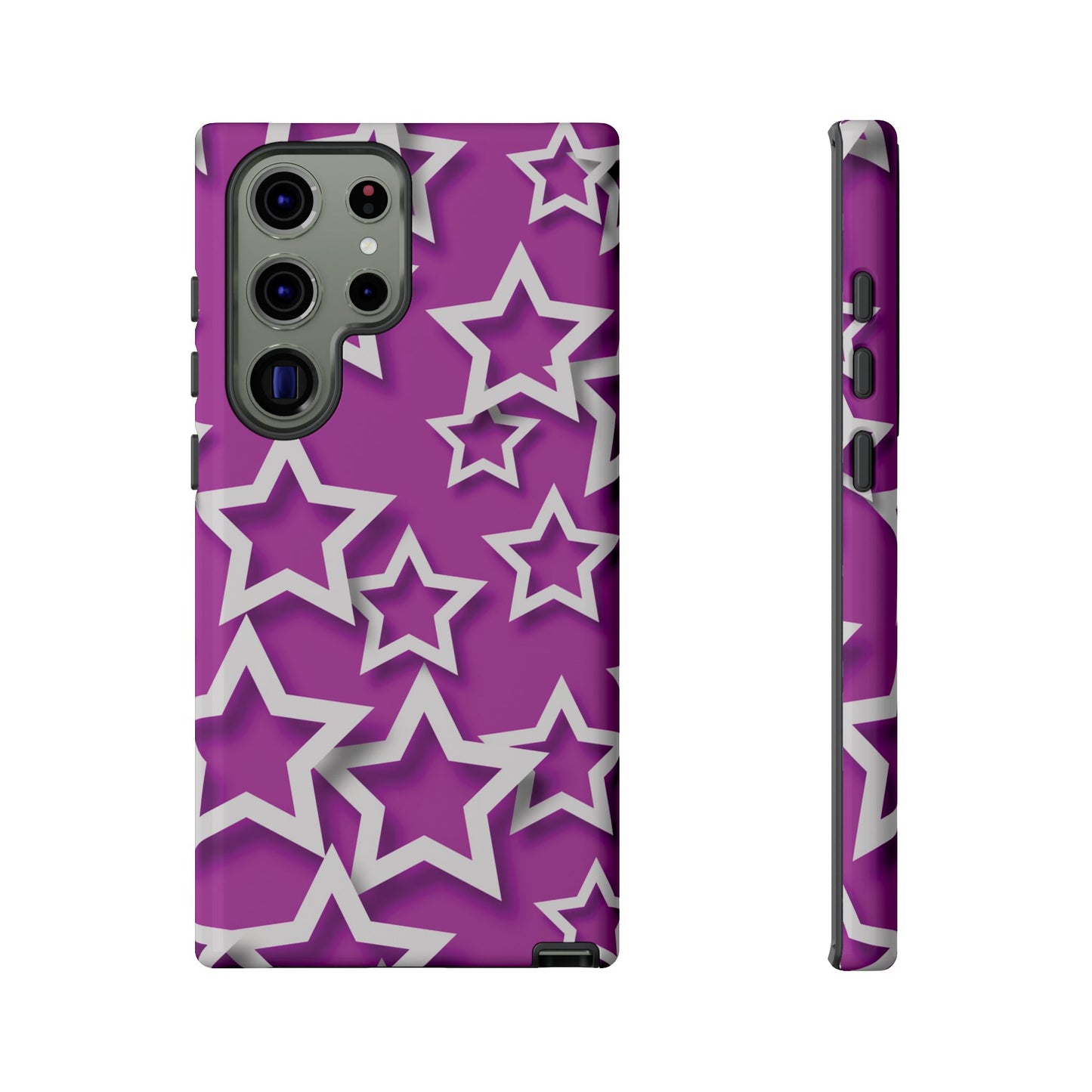 White Stars on Purple Background - Tough Phone Case