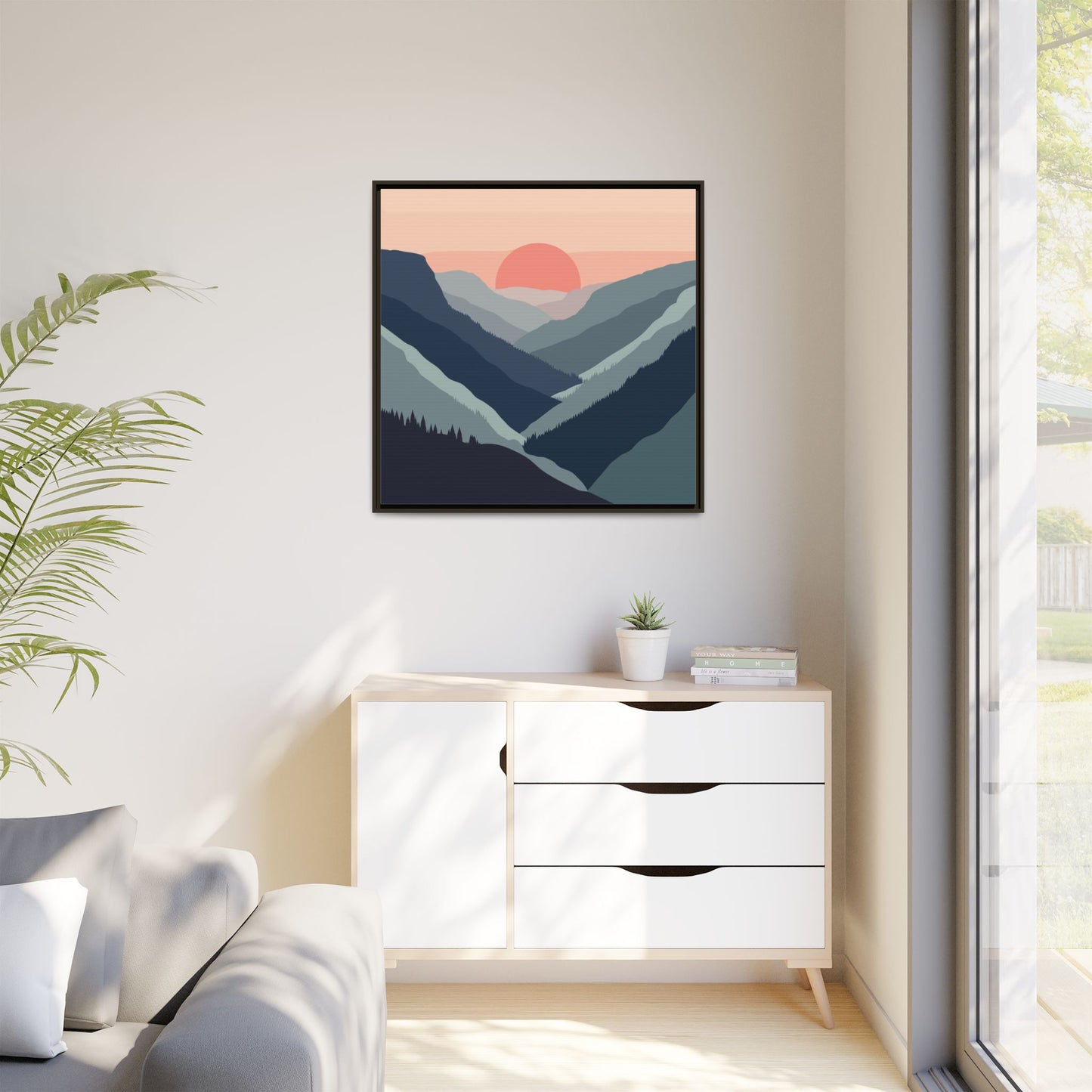 Mountain Sunrise Framed Canvas Art