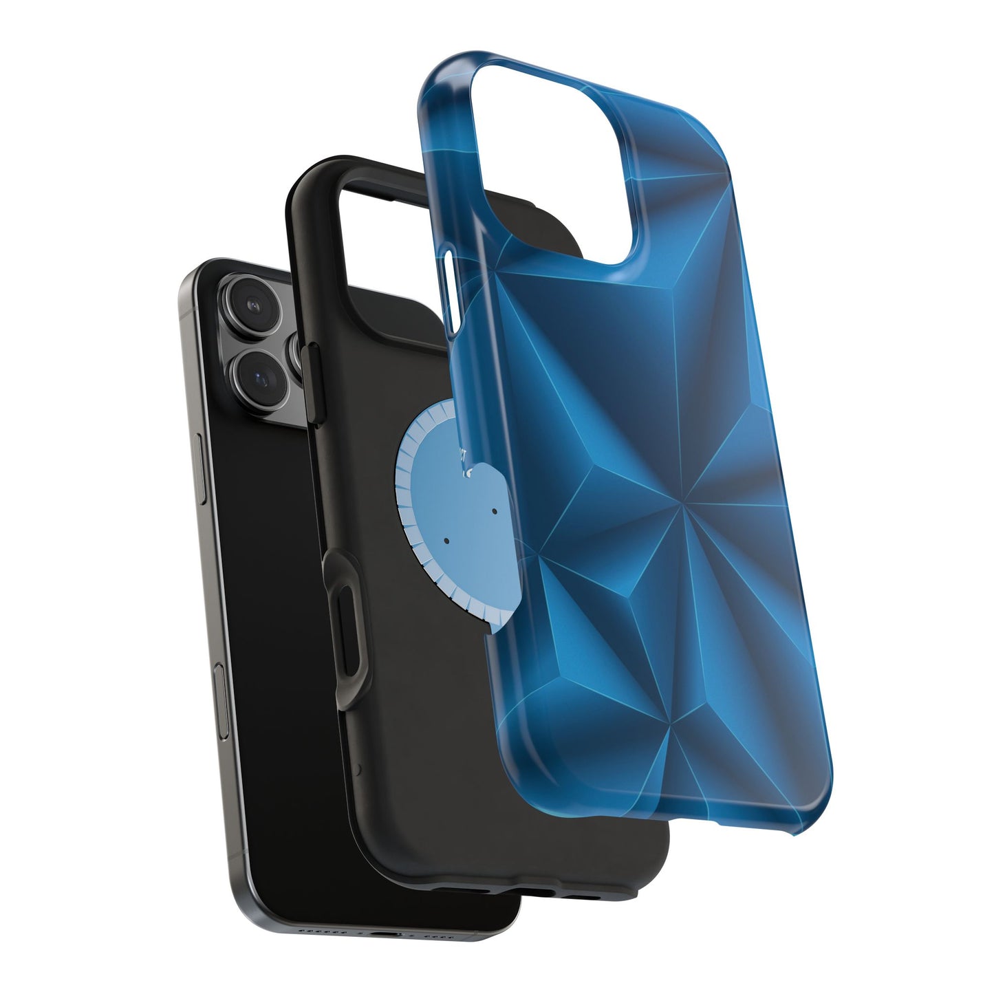 Ocean Blue 3D Geometric Triangle Pattern - Magnetic Tough Case