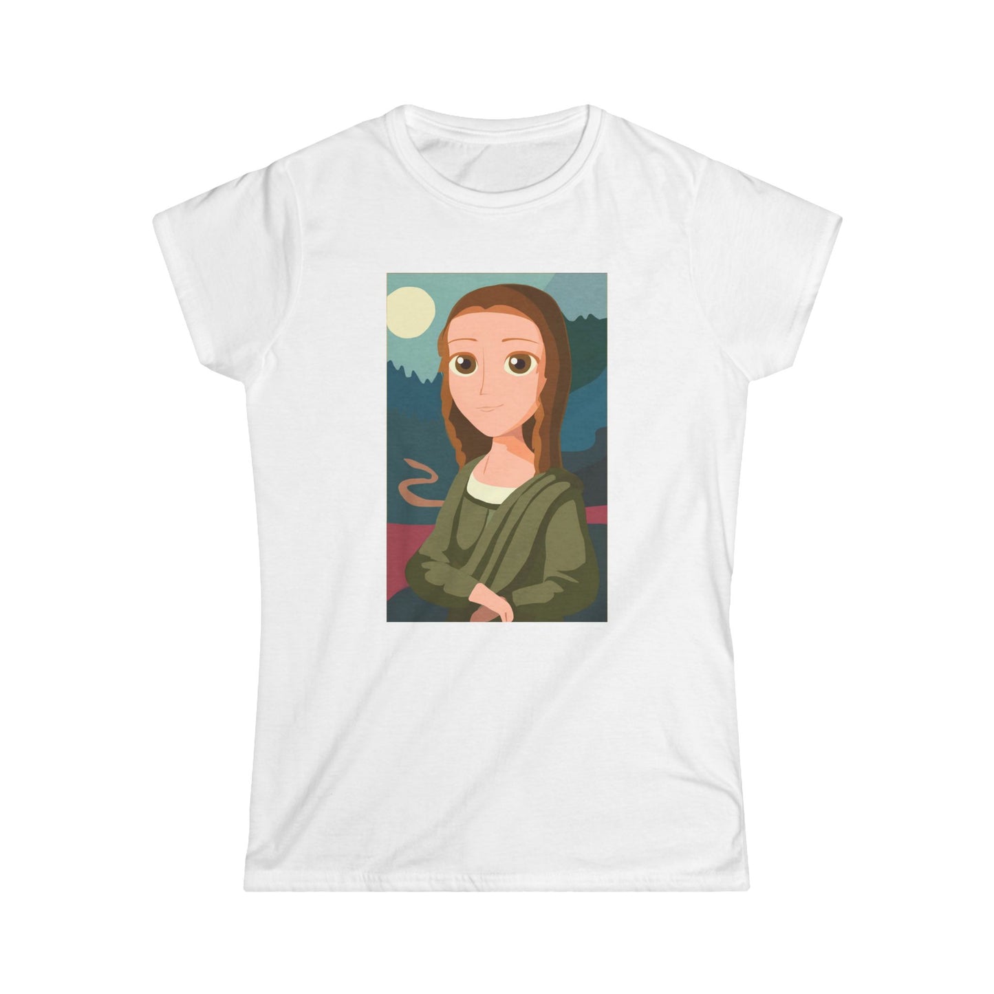 Cartoon Mona Lisa Women's Softstyle Tee