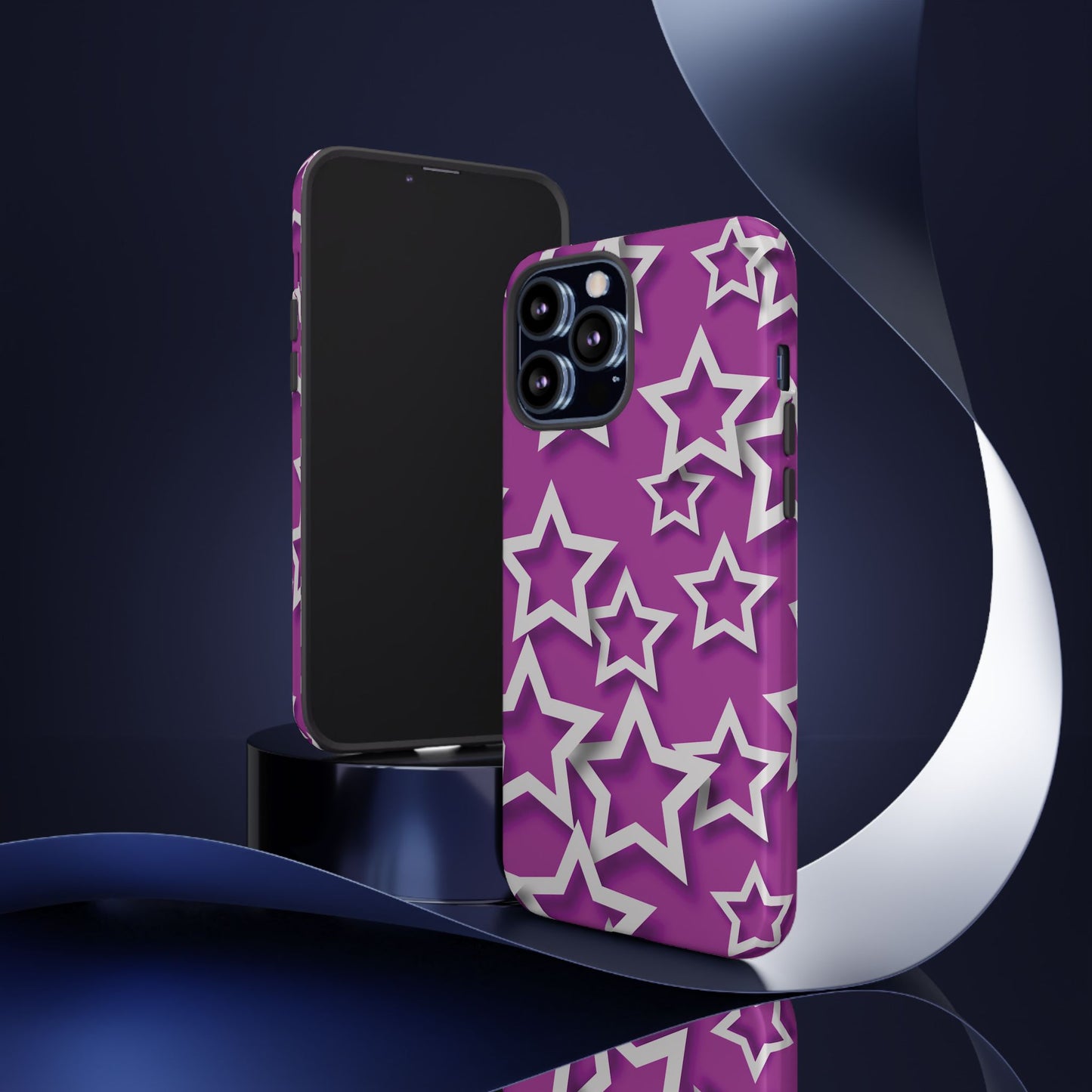 White Stars on Purple Background - Tough Phone Case