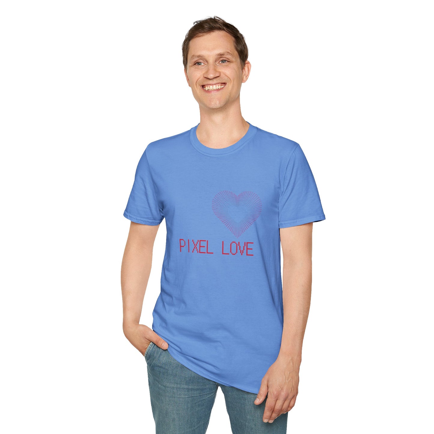 Pink Dotted Heart - Pixel Love Unisex T-Shirt