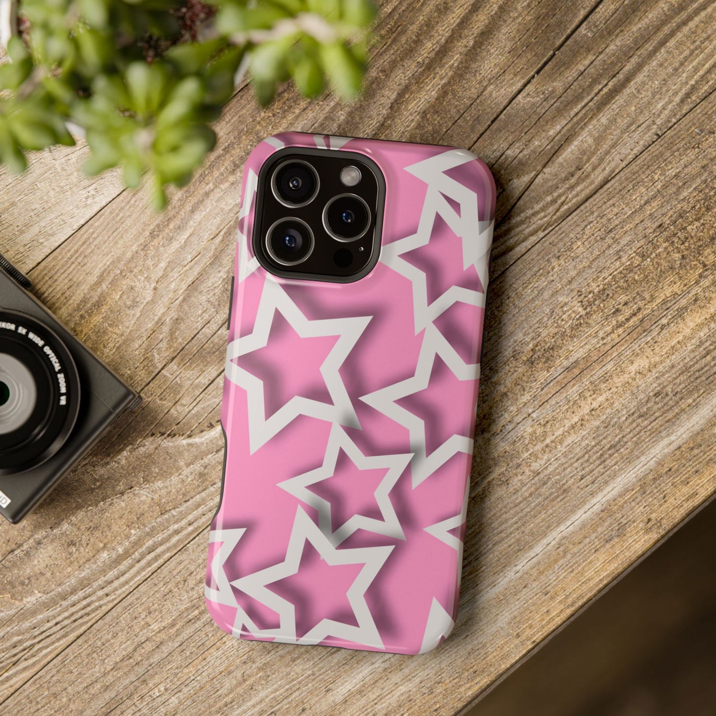 White Stars on Pink Background - Magnetic Tough Case