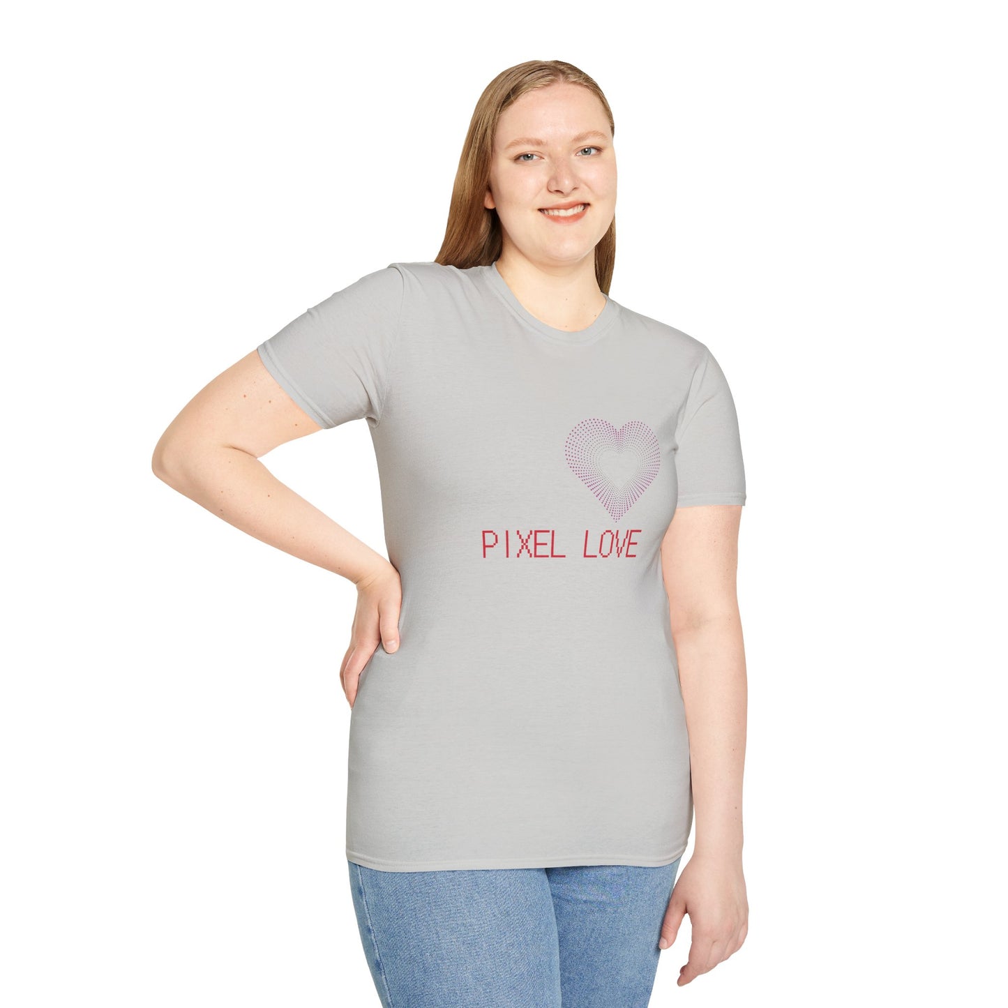 Pink Dotted Heart - Pixel Love Unisex T-Shirt
