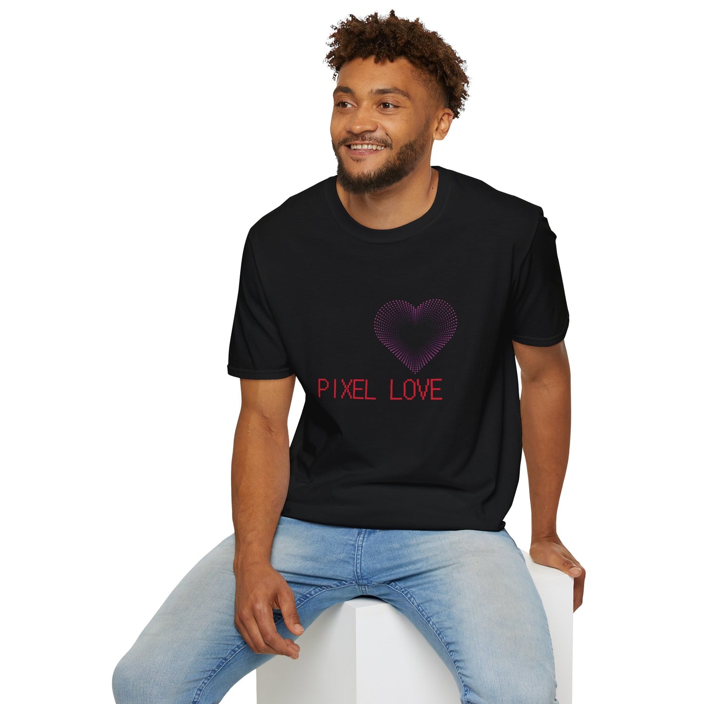 Pink Dotted Heart - Pixel Love Unisex T-Shirt