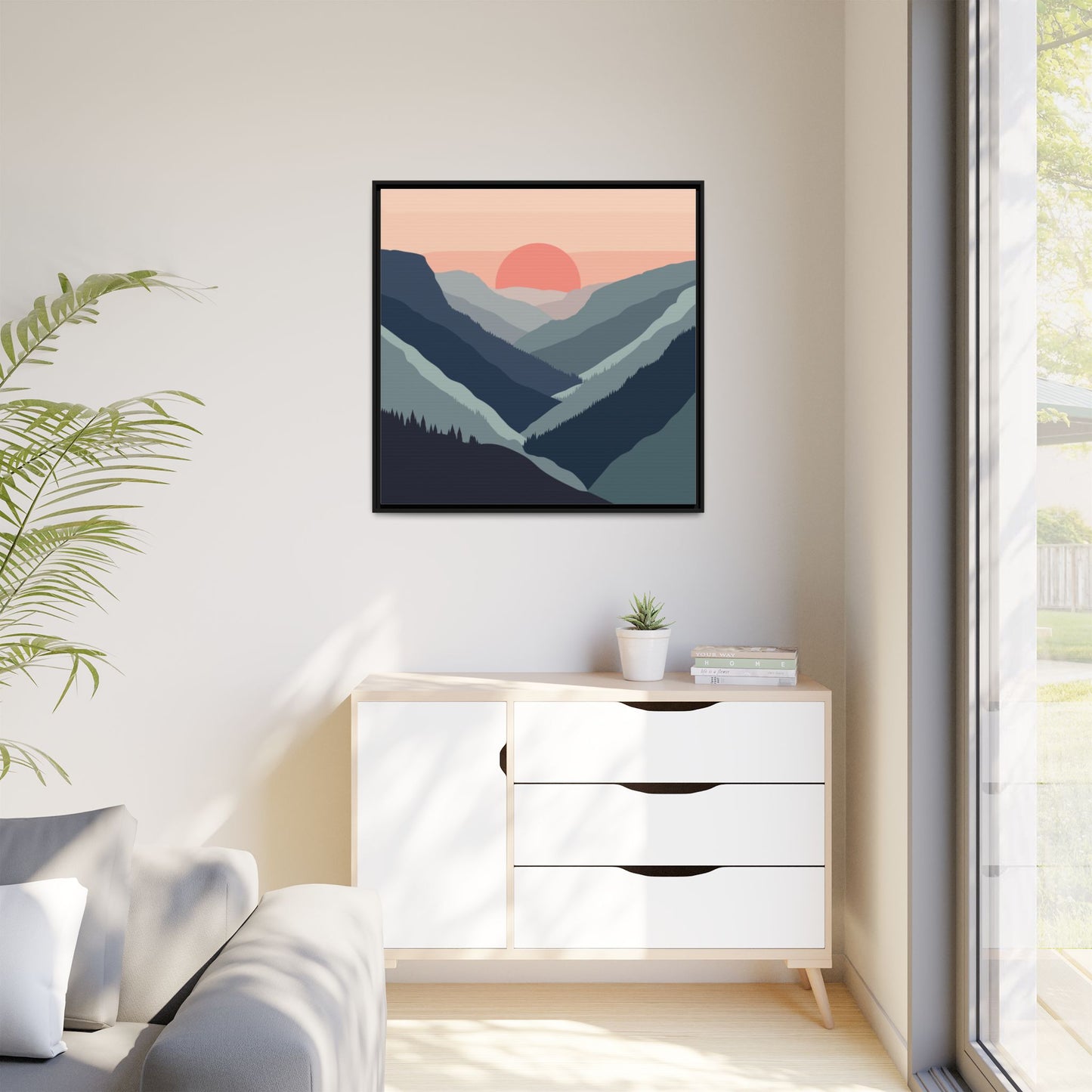Mountain Sunrise Framed Canvas Art