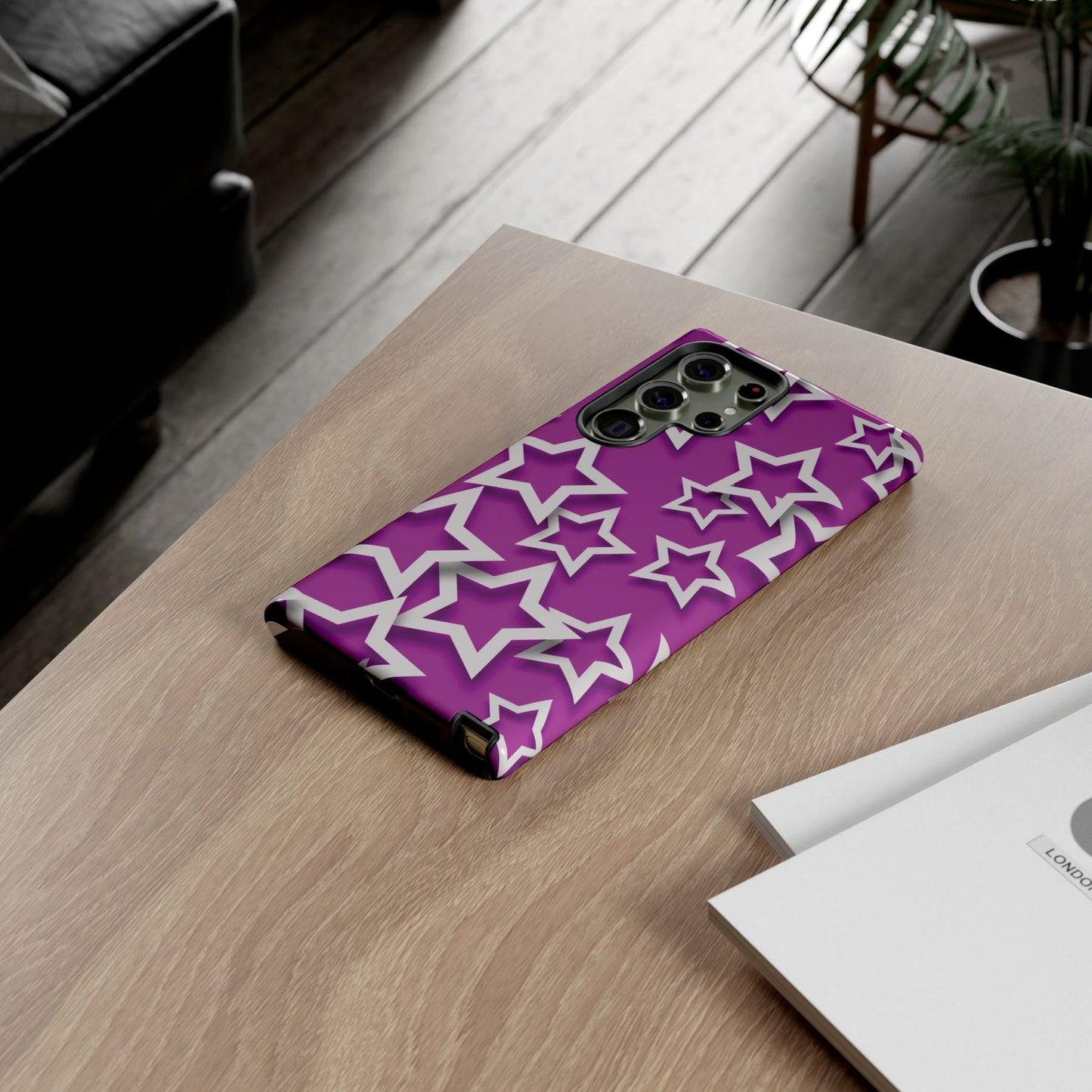 White Stars on Purple Background - Tough Phone Case