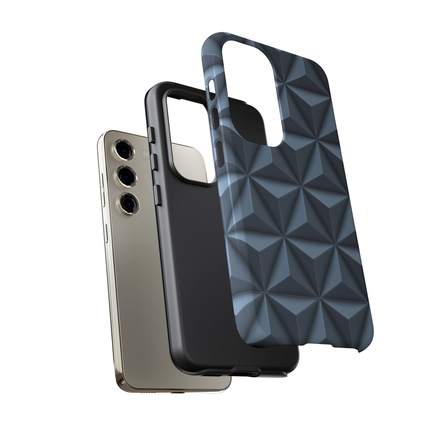Steel Blue 3D Geometric Triangle Pattern - Tough Phone Case