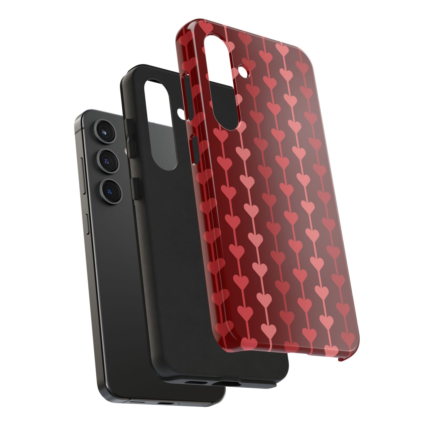 Red Heart Line Floral Ornament Seamless Pattern - Tough Phone Case