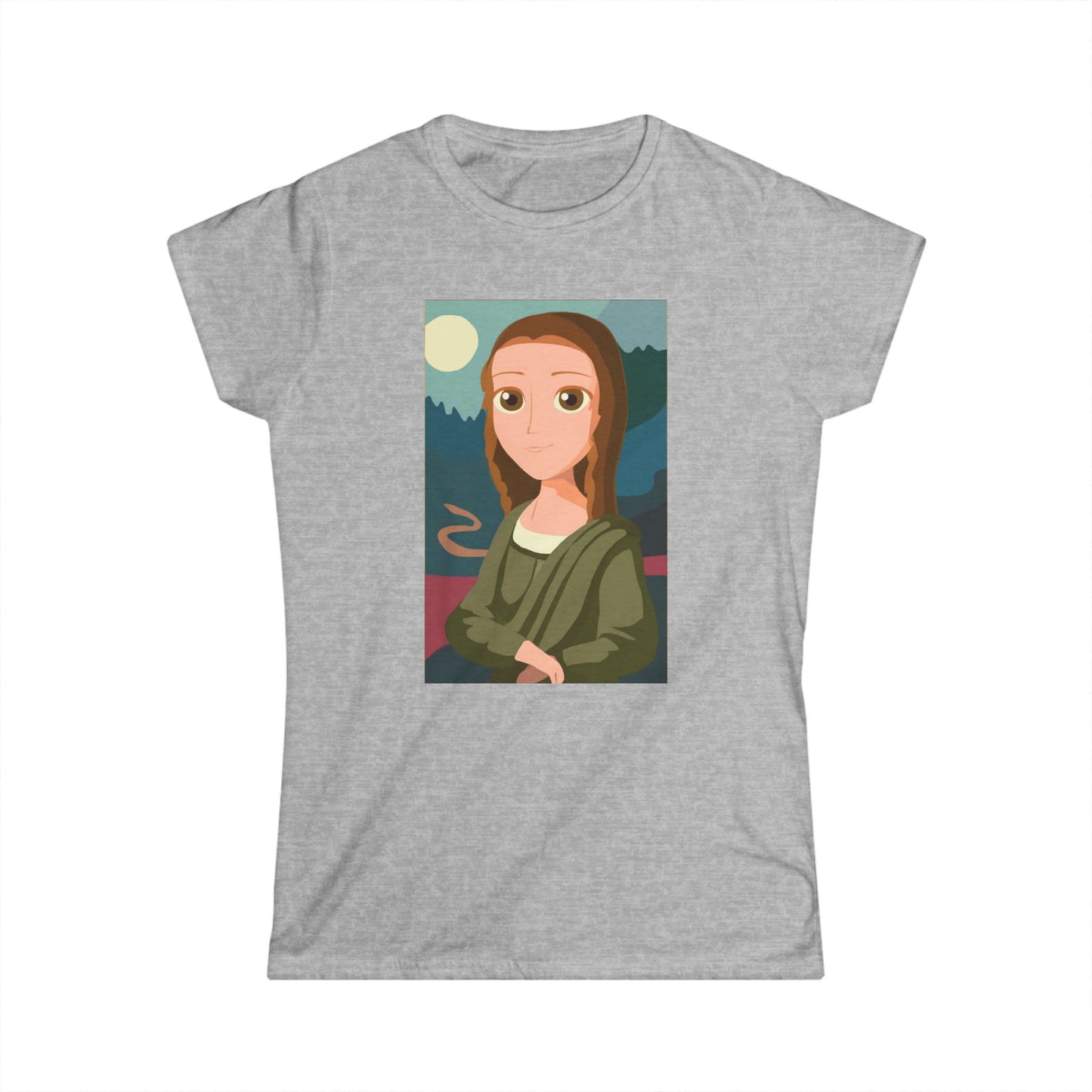 Cartoon Mona Lisa Women's Softstyle Tee