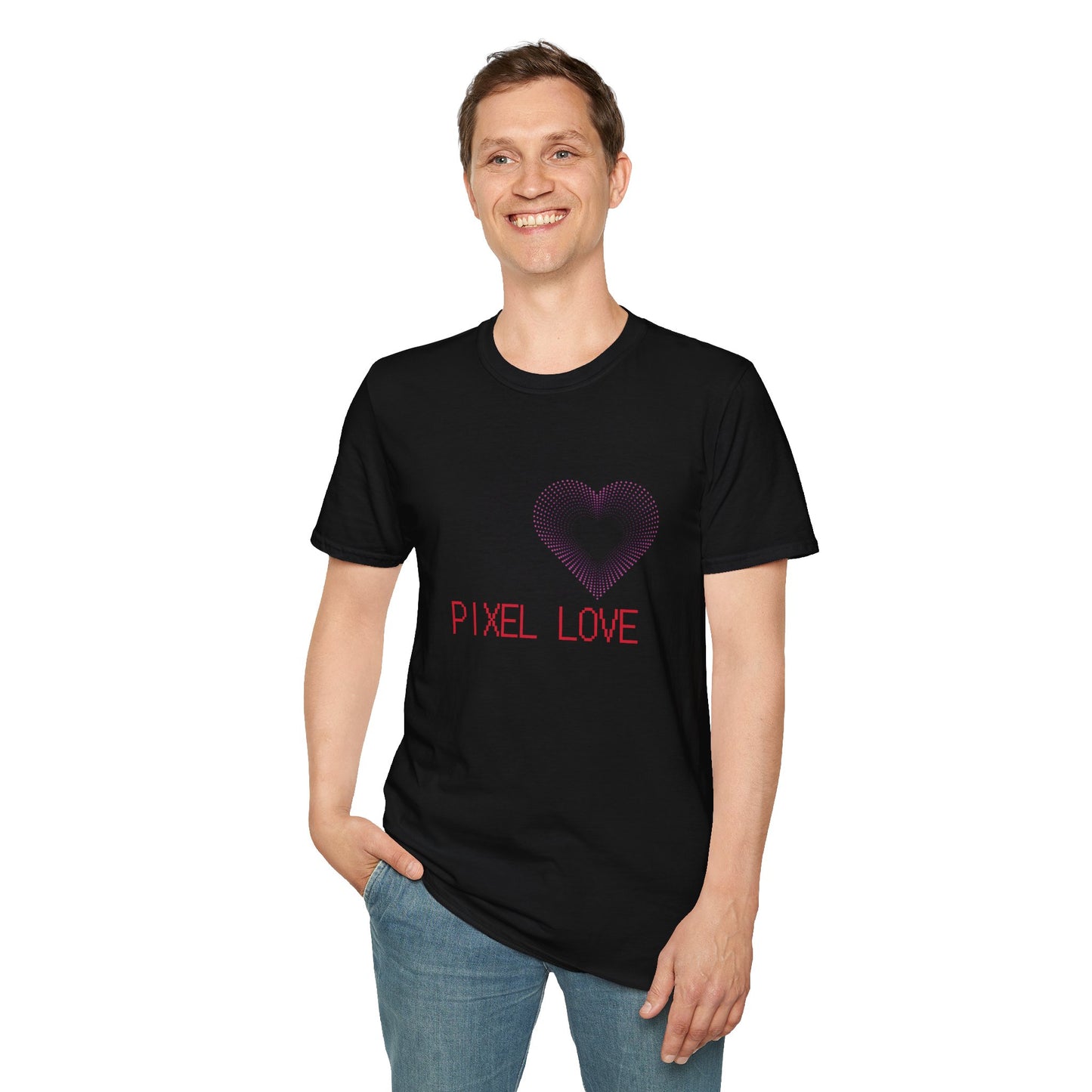 Pink Dotted Heart - Pixel Love Unisex T-Shirt