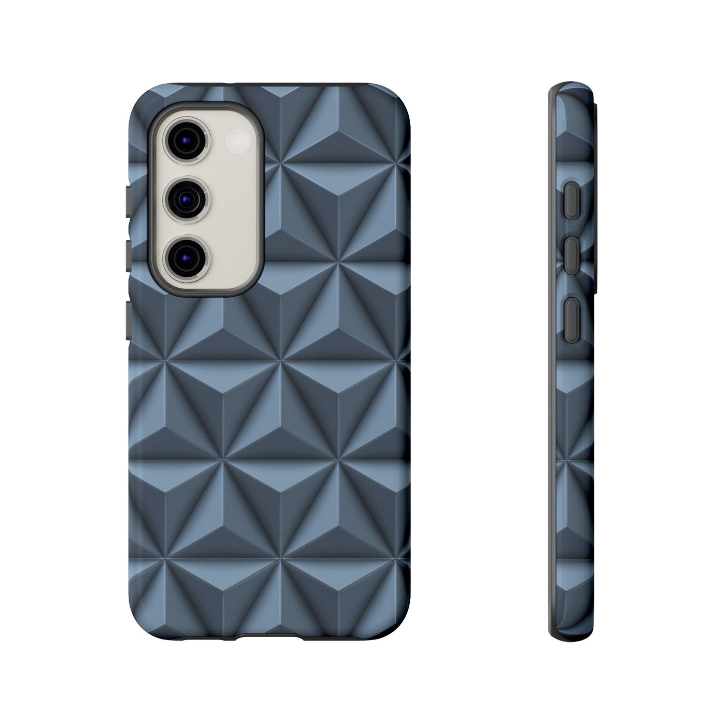 Steel Blue 3D Geometric Triangle Pattern - Tough Phone Case