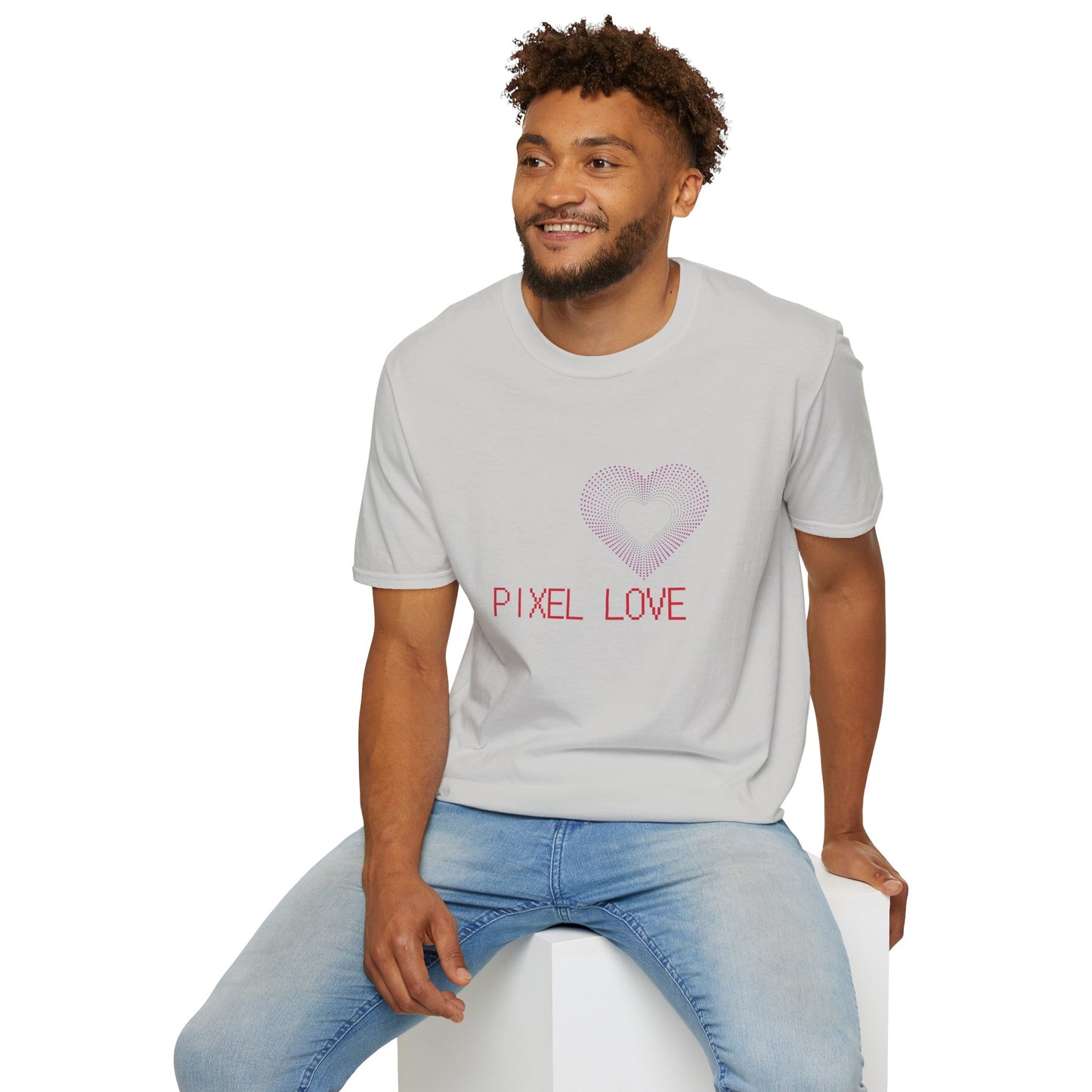 Pink Dotted Heart - Pixel Love Unisex T-Shirt
