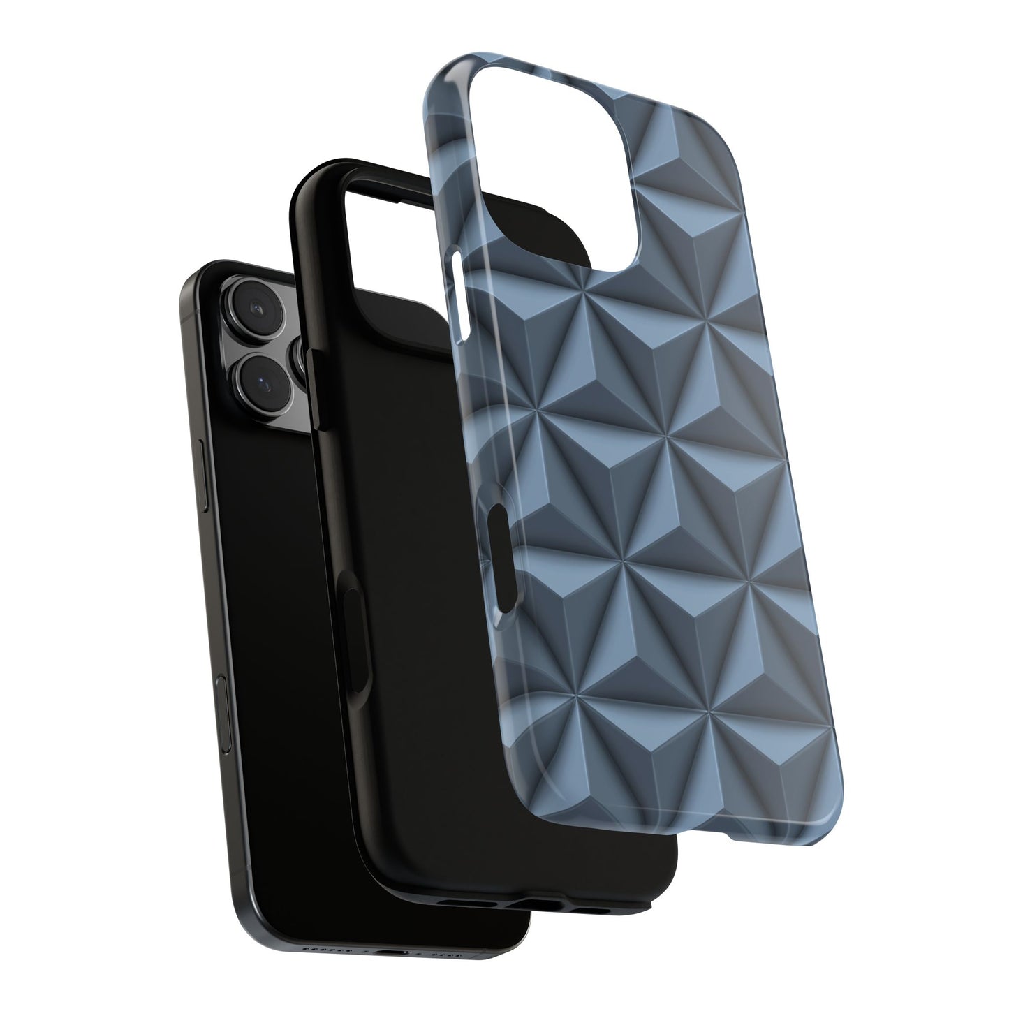 Steel Blue 3D Geometric Triangle Pattern - Tough Phone Case