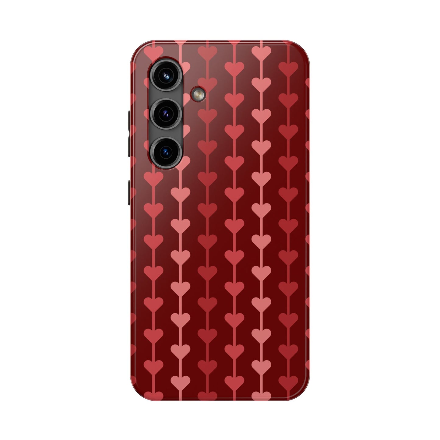 Red Heart Line Floral Ornament Seamless Pattern - Tough Phone Case