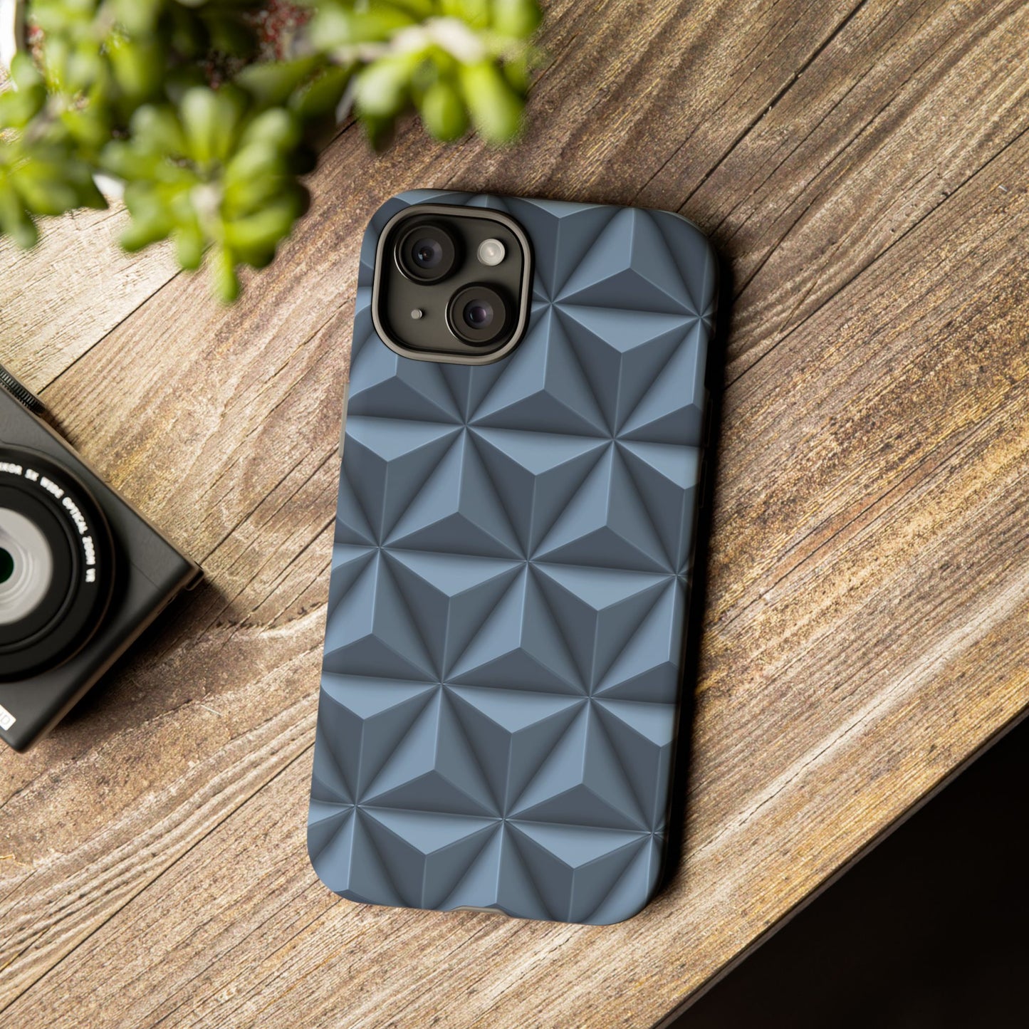 Steel Blue 3D Geometric Triangle Pattern - Tough Phone Case