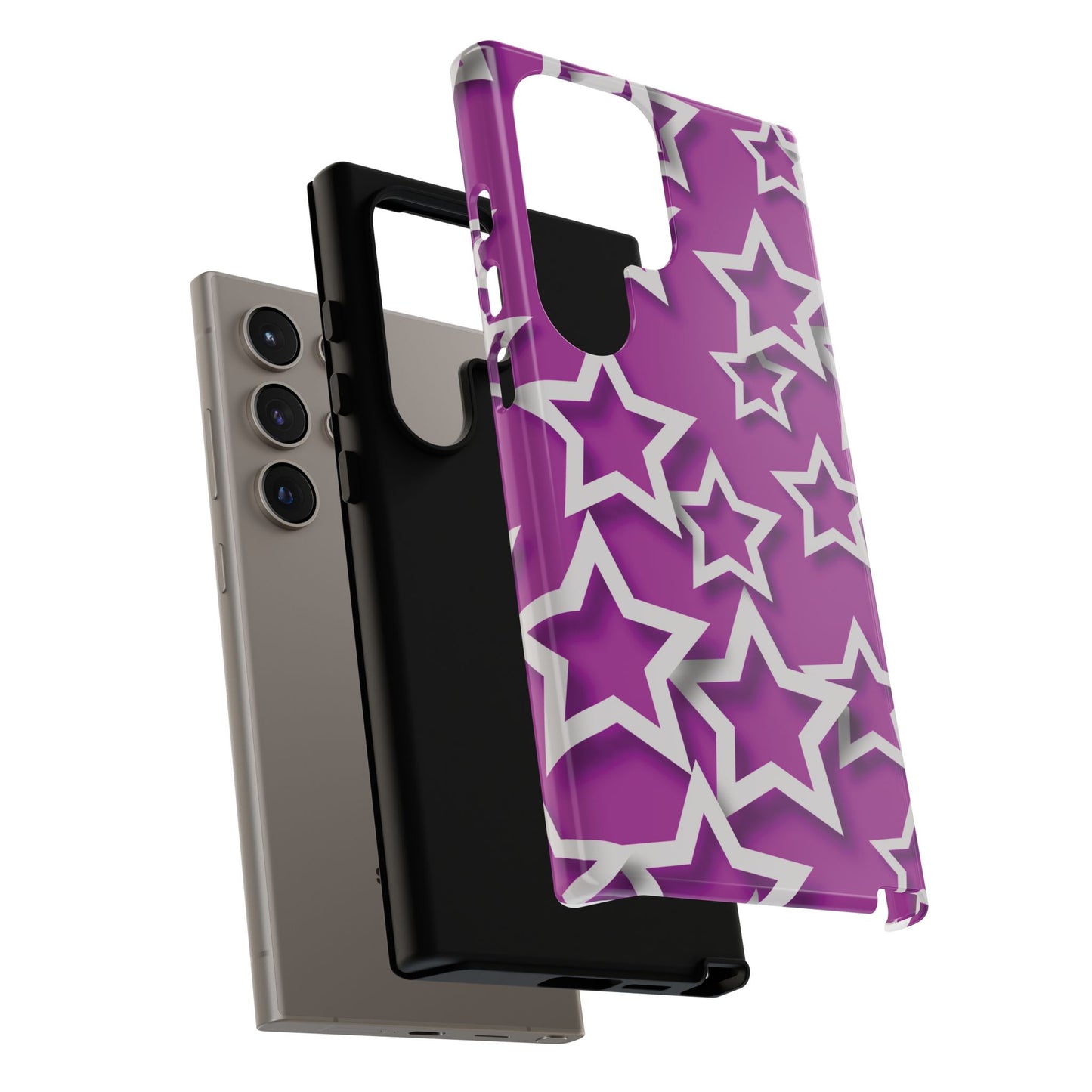 White Stars on Purple Background - Tough Phone Case