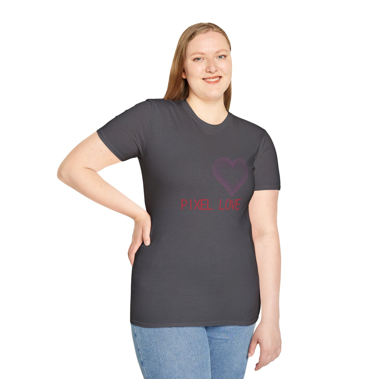 Pink Dotted Heart - Pixel Love Unisex T-Shirt