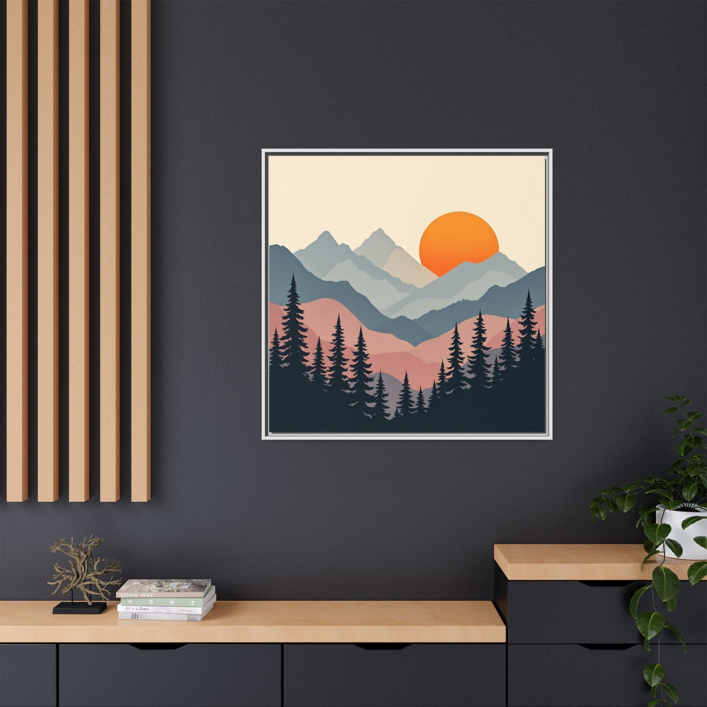 Mountain Sunrise Framed Canvas Art - Multi-Color Wall Decor