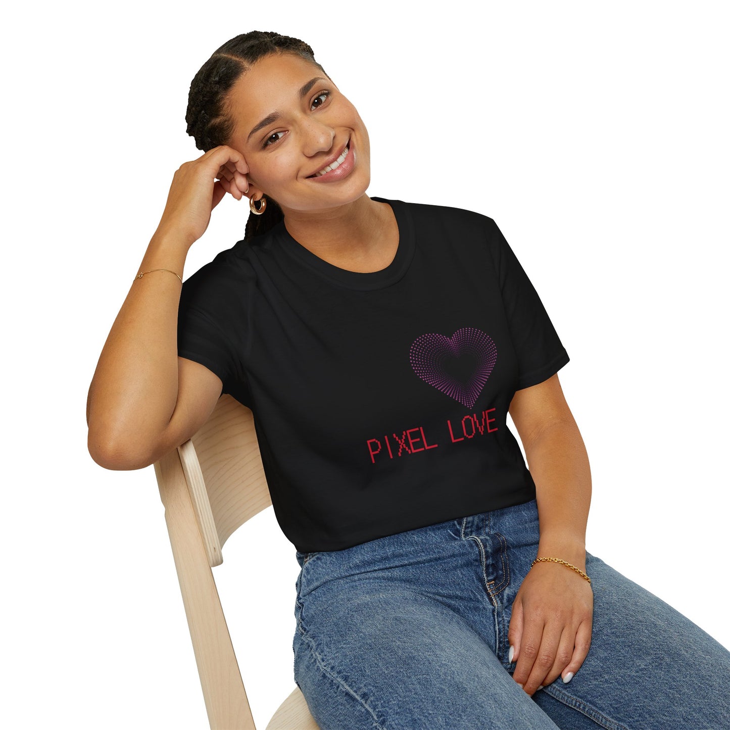 Pink Dotted Heart - Pixel Love Unisex T-Shirt