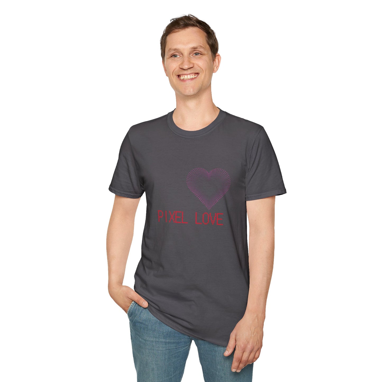Pink Dotted Heart - Pixel Love Unisex T-Shirt