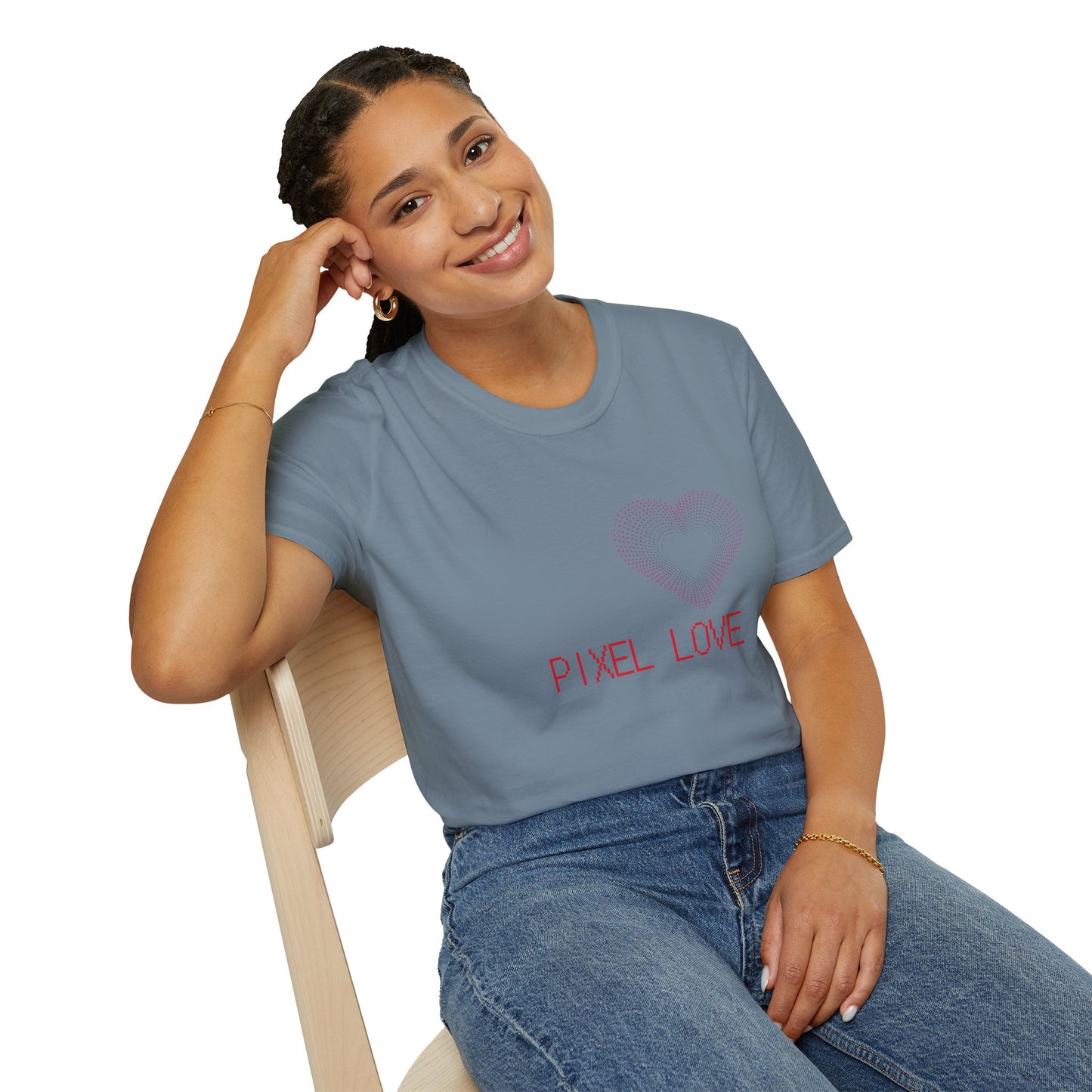 Pink Dotted Heart - Pixel Love Unisex T-Shirt