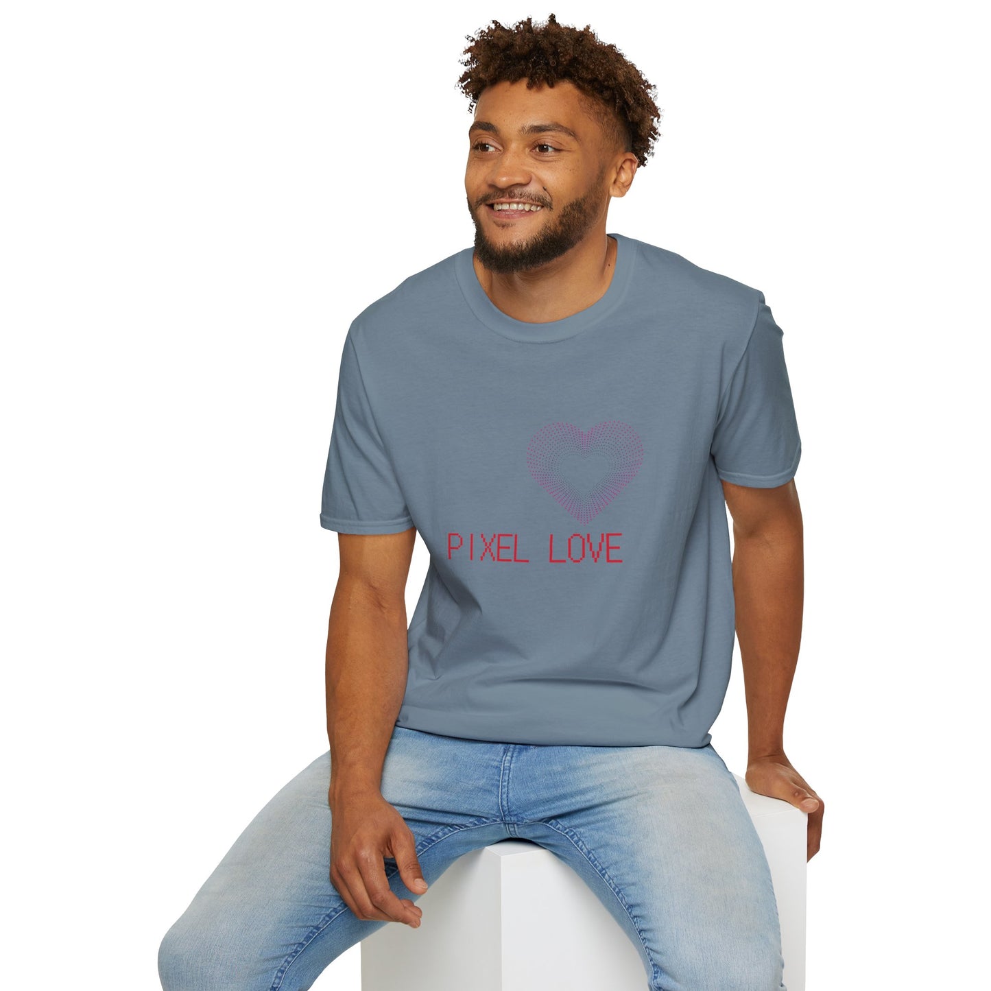 Pink Dotted Heart - Pixel Love Unisex T-Shirt