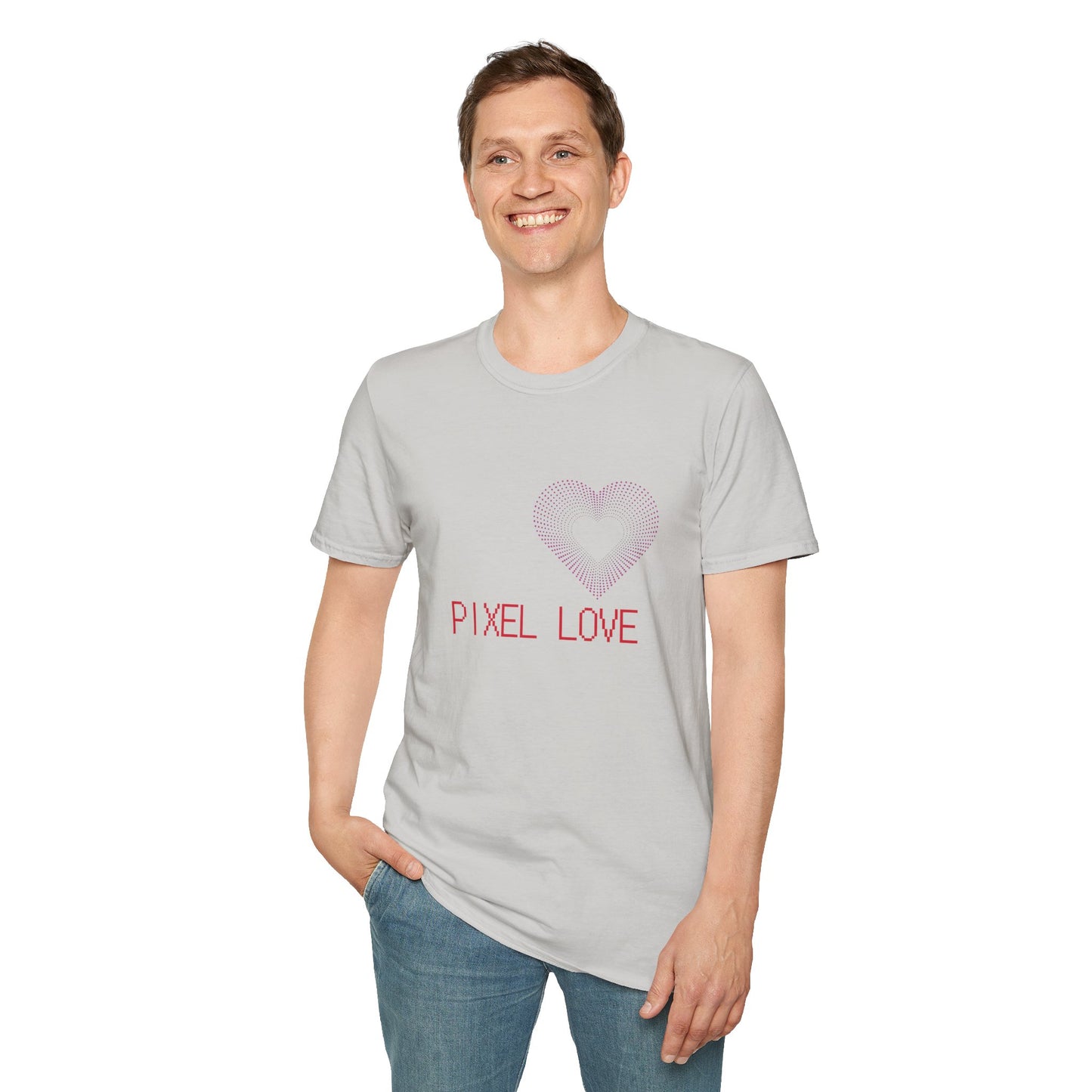 Pink Dotted Heart - Pixel Love Unisex T-Shirt